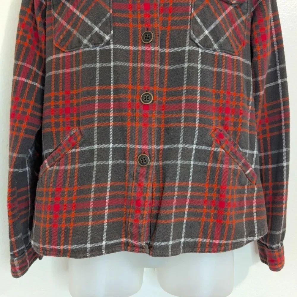 Woolrich Plaid Cabincore Outdoors Preppy Western Chore Button Down Top Shacket L - Picture 4 of 9